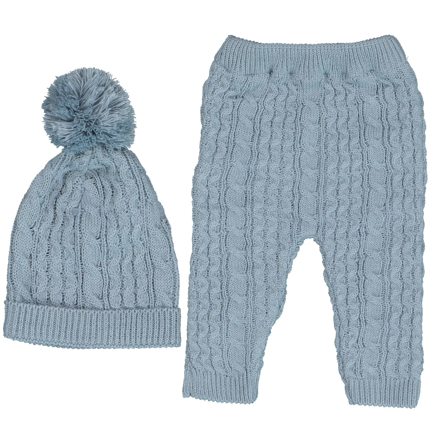 Blue Cable Knit Set & Hat
