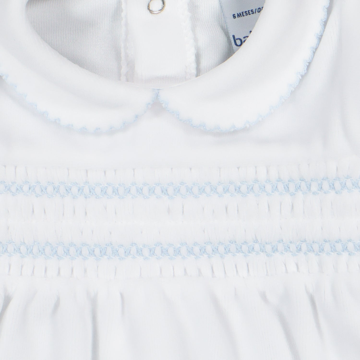 White & Blue Velour Smocked Set
