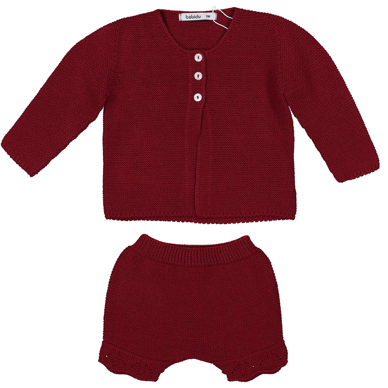 Boys Burgundy 3 Piece Knit Set