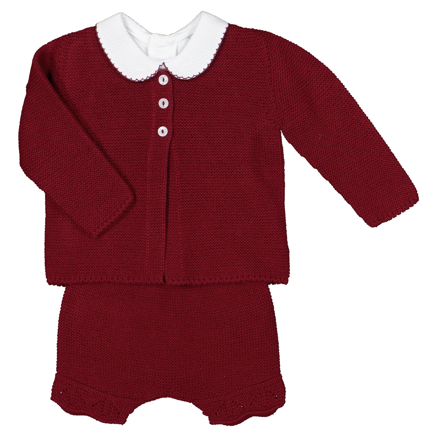 Boys Burgundy 3 Piece Knit Set