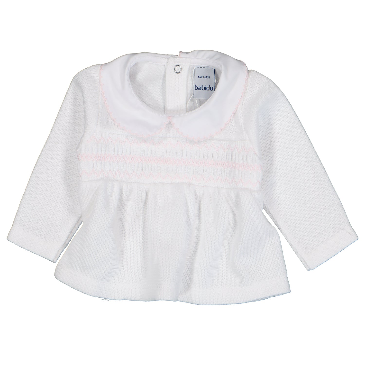 White & Pink Smocked Velour Set
