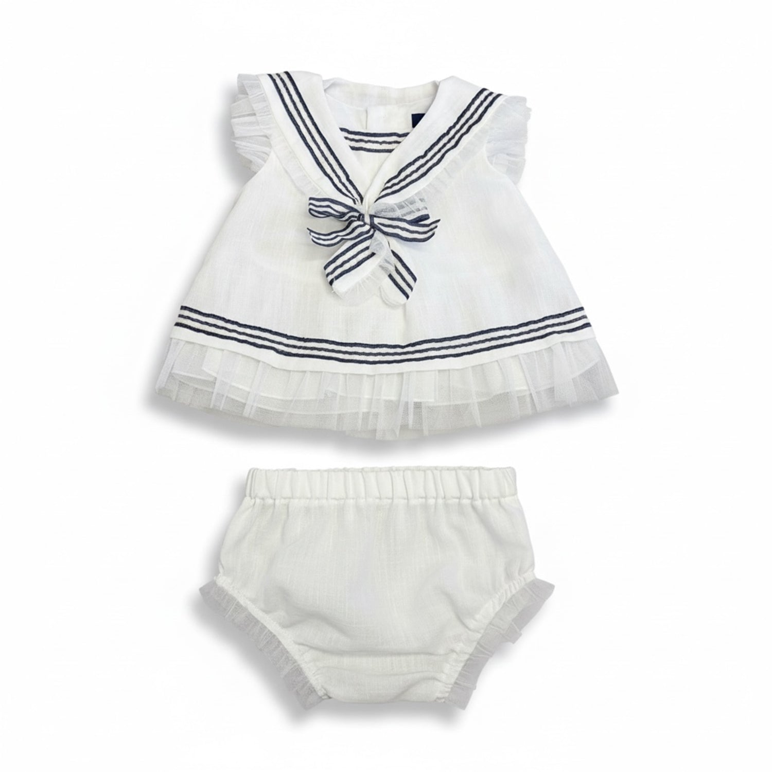 White Linen Sailor Bloomer Set