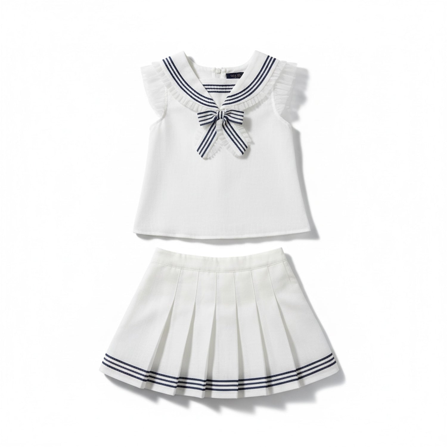 White Linen Sailor Skort Set