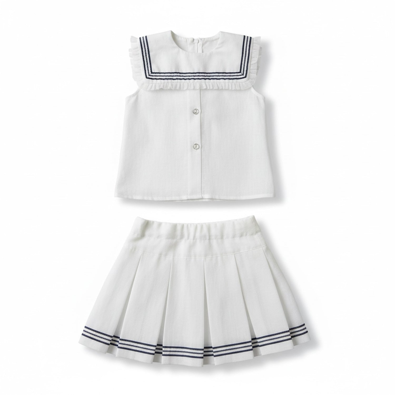 White Linen Sailor Skort Set