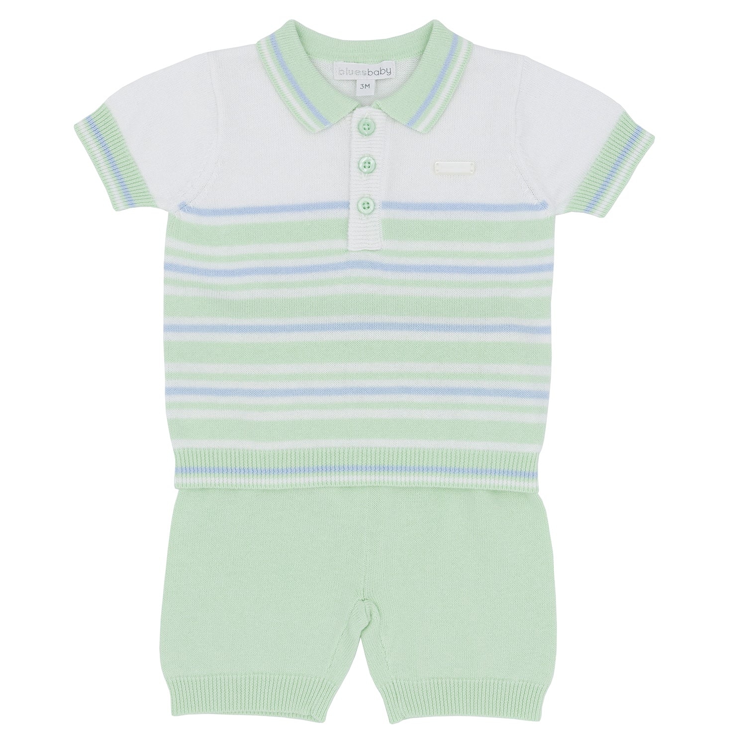 Mint Stripe Knit Polo Set