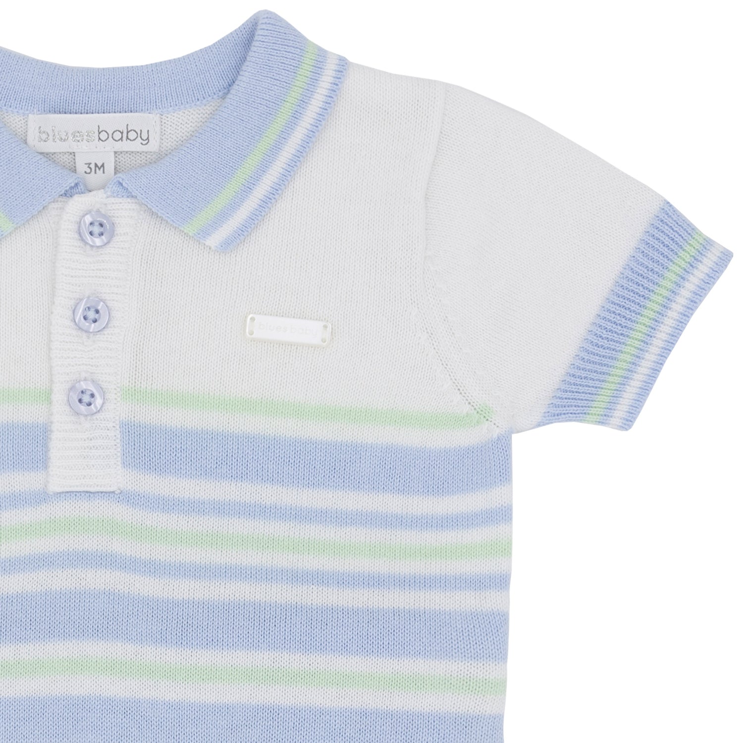 Blue Stripe Knit Polo Set