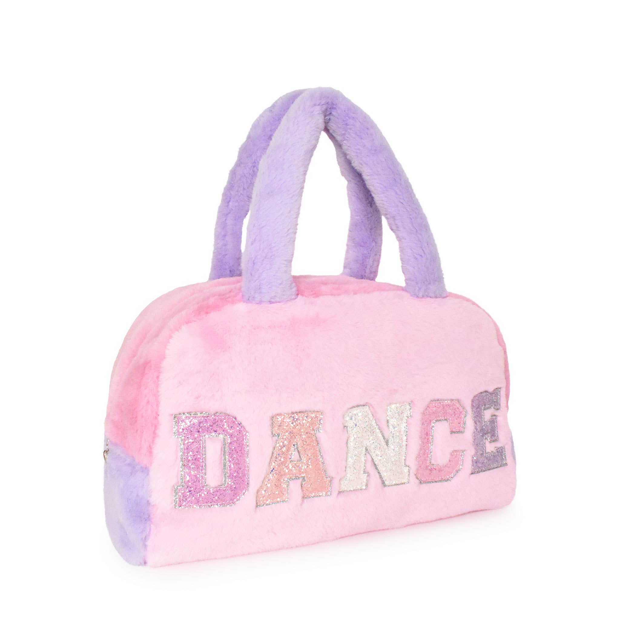 Color Block Plush "DANCE" Medium Duffle Bag