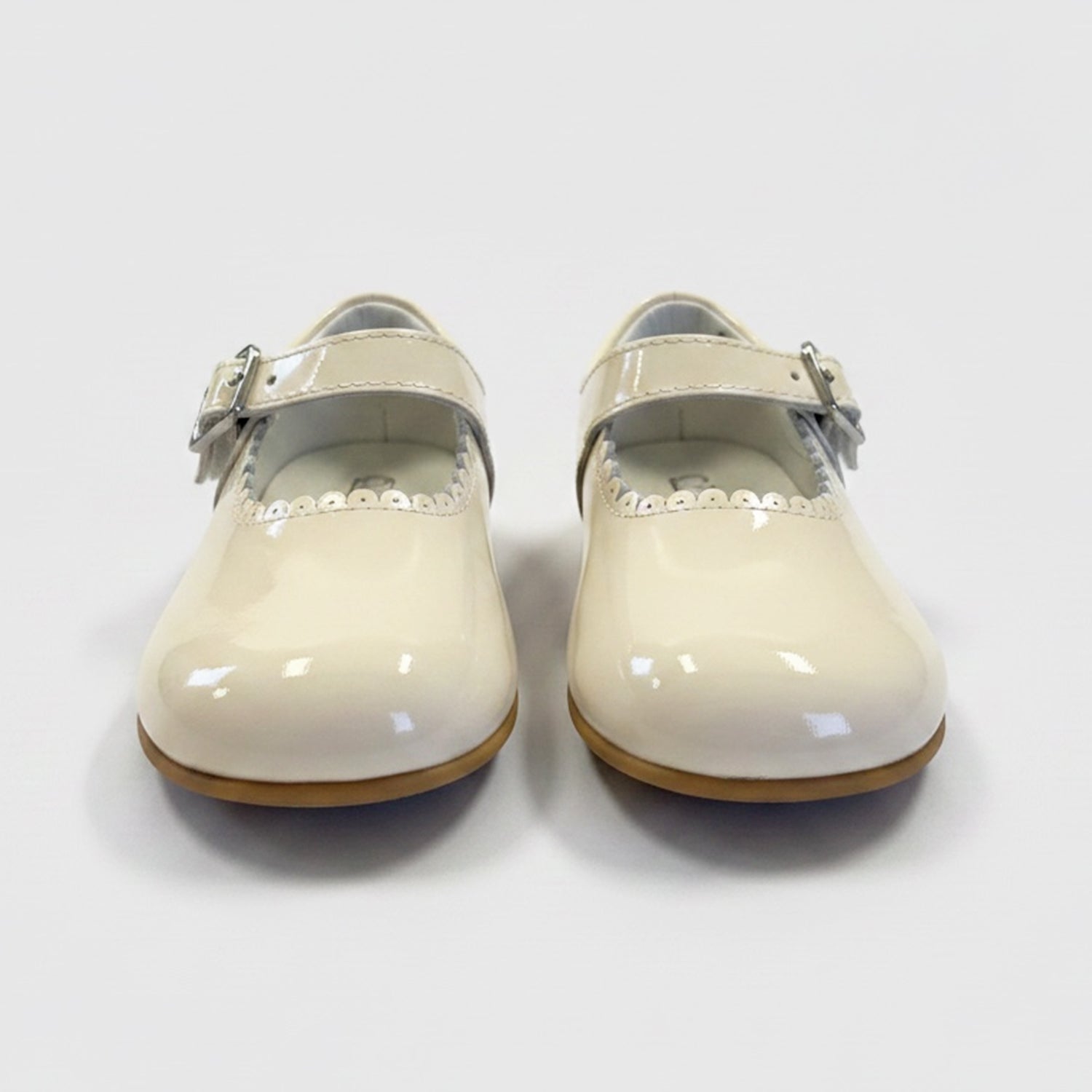 Girls Beach Beige Patent Leather Mary Jane