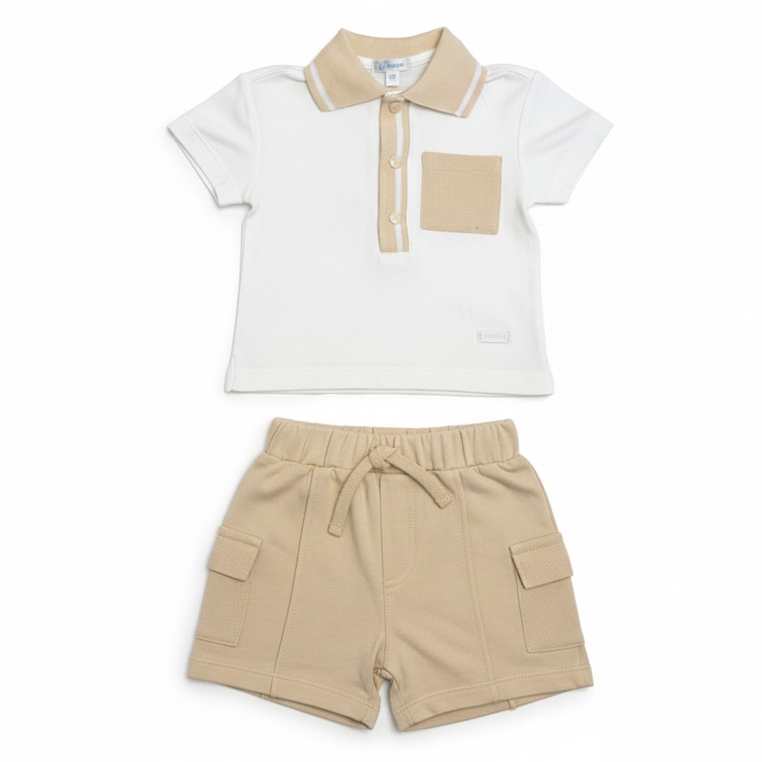 Beige Trim Polo Set