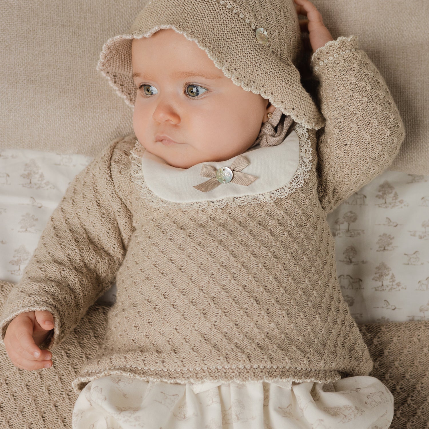 Beige Knit Bloomer Set
