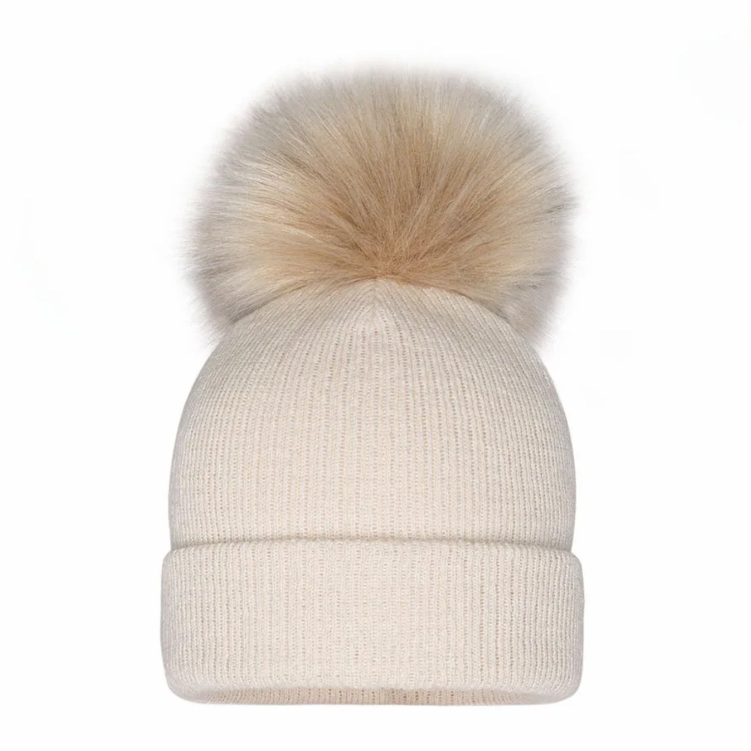 Beige Single Pom Hat