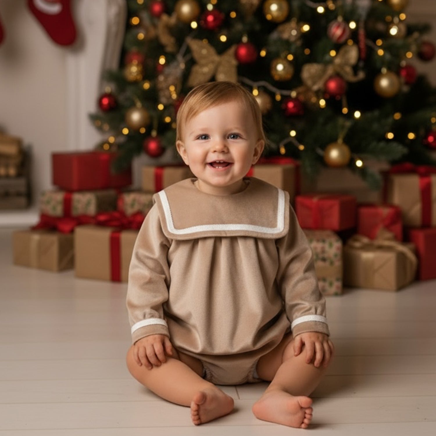 Beige Velvet Romper