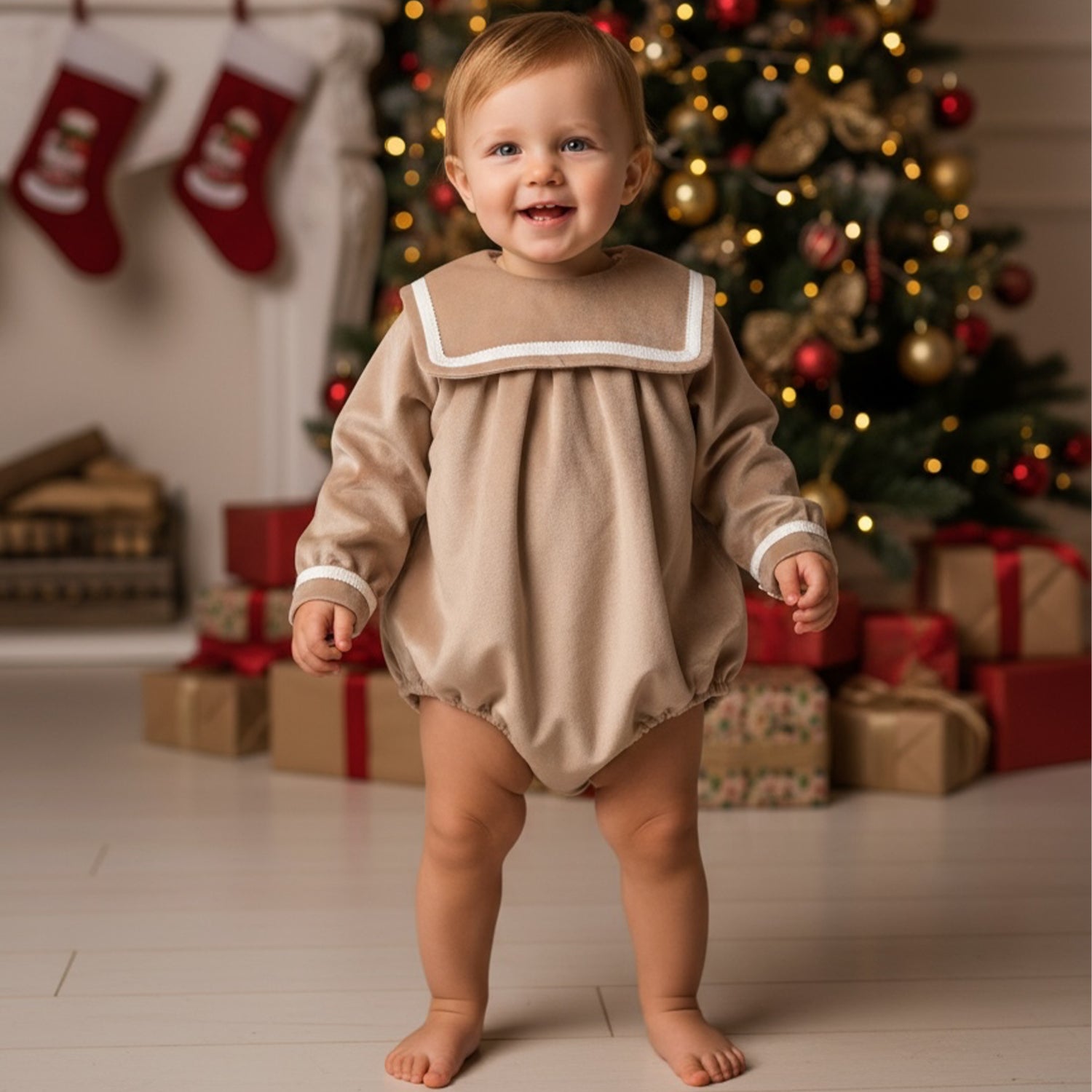 Beige Velvet Romper