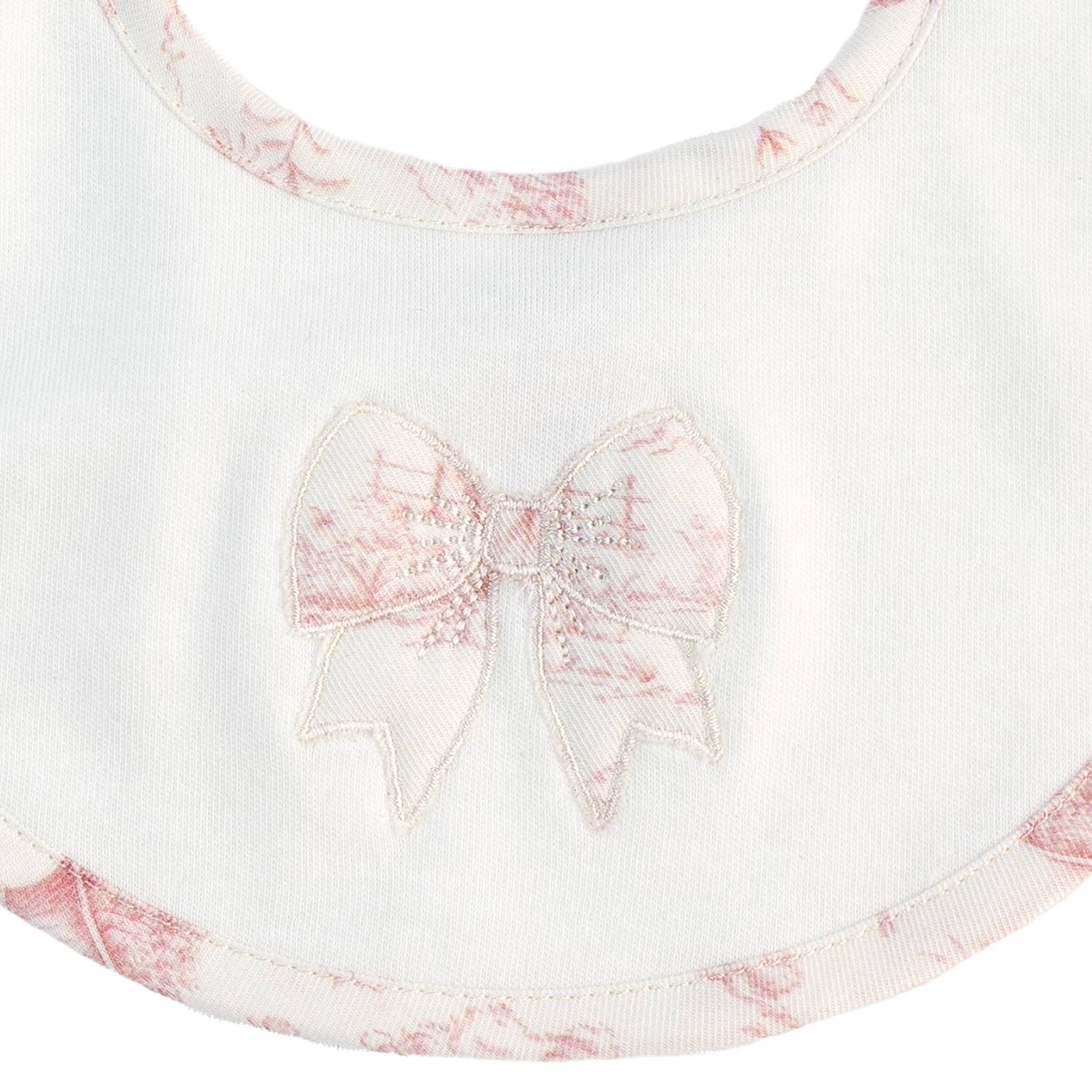 Ivory Toile De Jouy Bow Print Bib