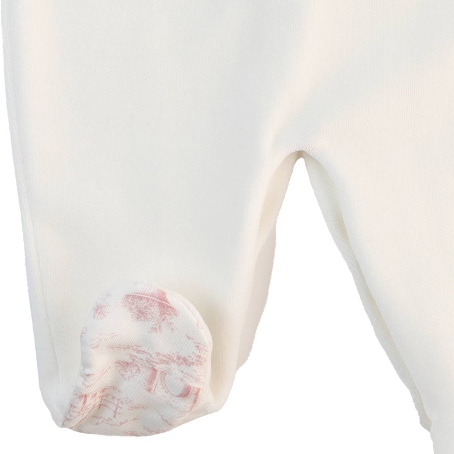 Ivory Toile De Jouy Bow Velour Babygrow