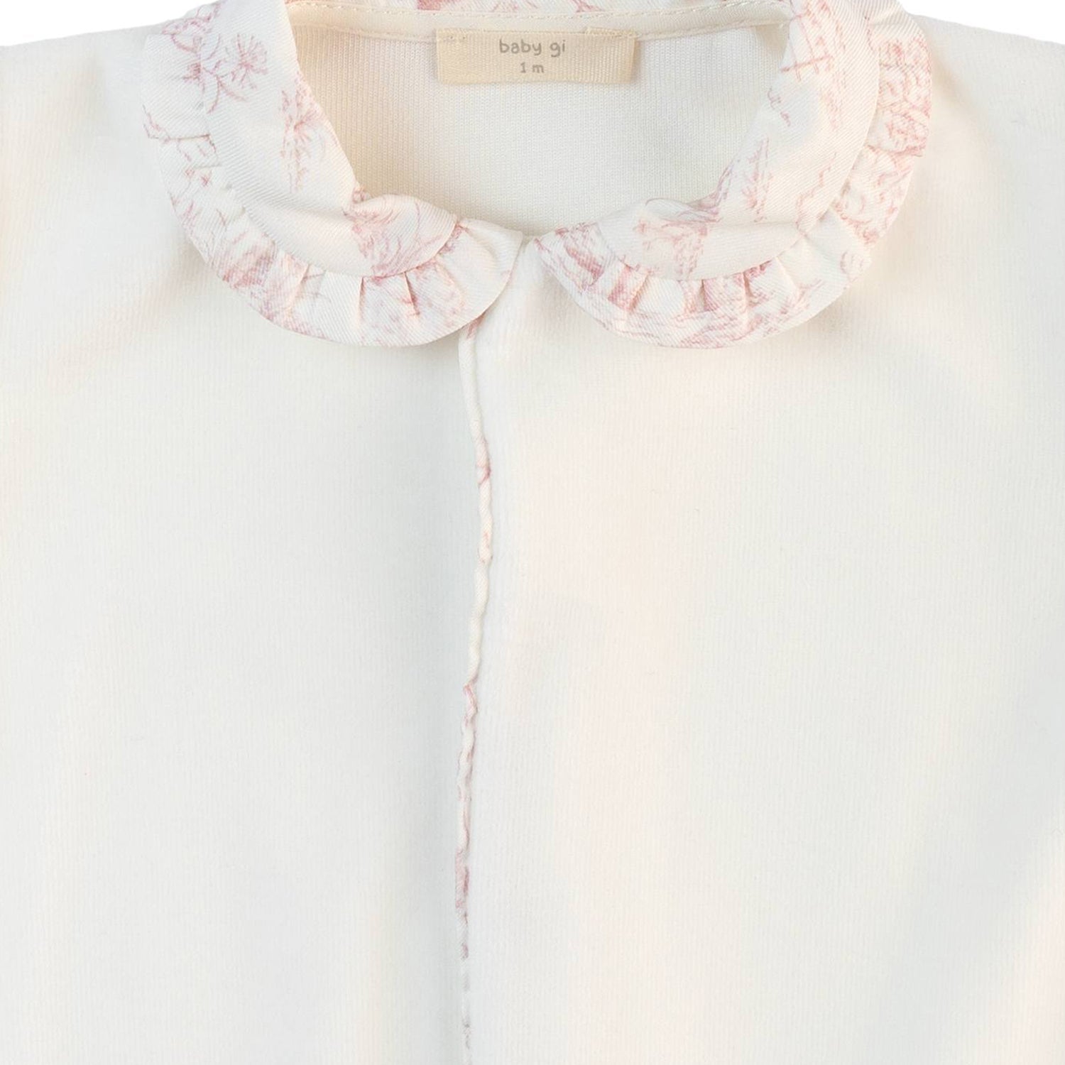 Ivory Toile De Jouy Trim Velour Babygrow