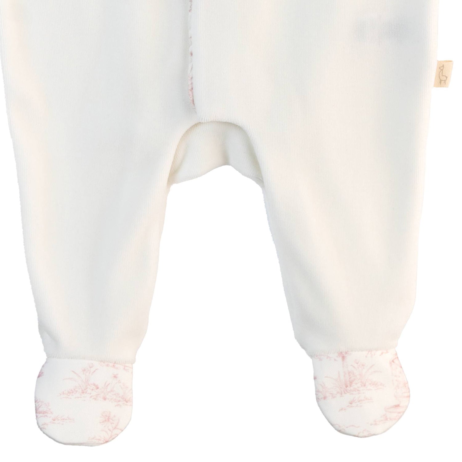 Ivory Toile De Jouy Trim Velour Babygrow