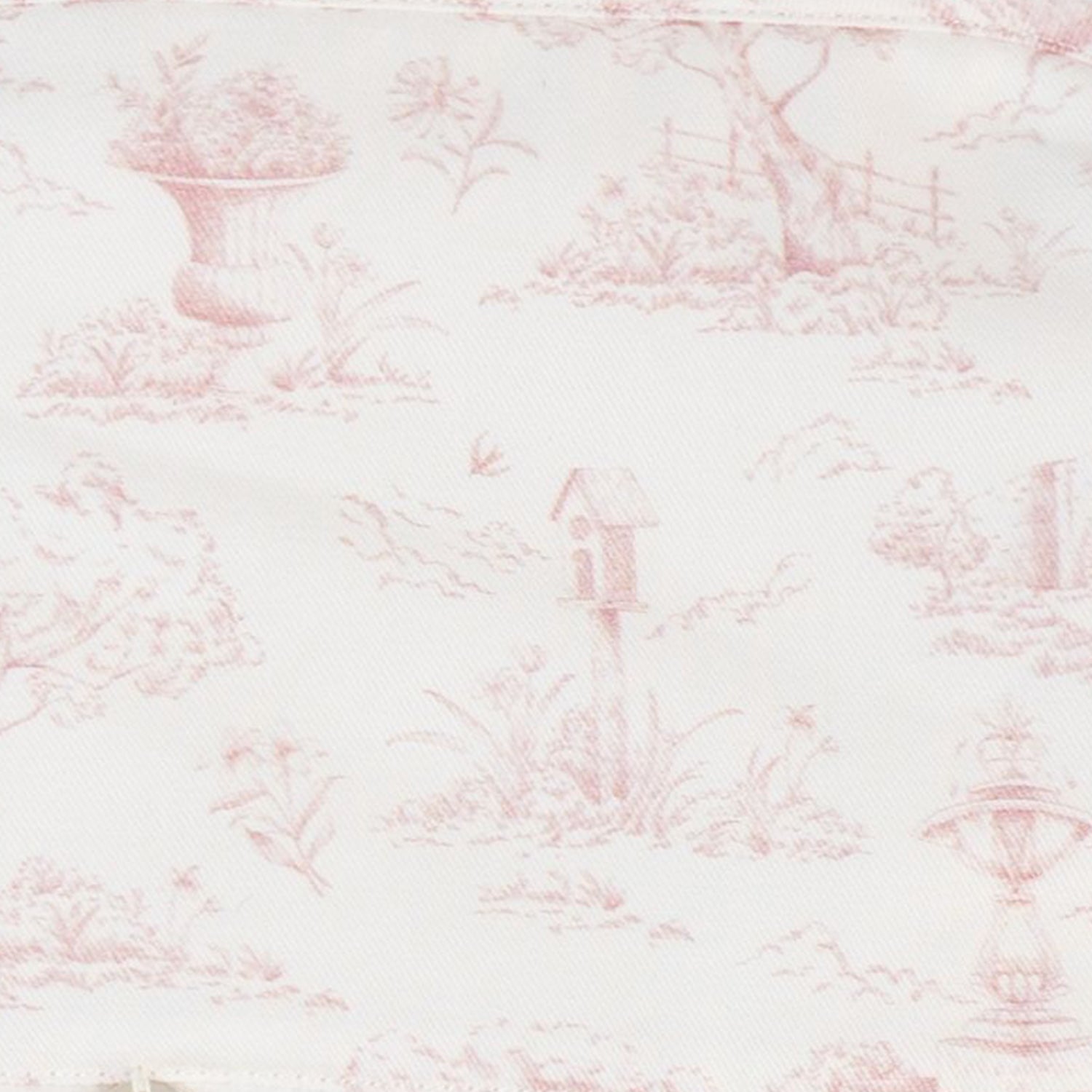 Ivory Velour & Faux Fur Toile De Jouy Print Trim Blanket