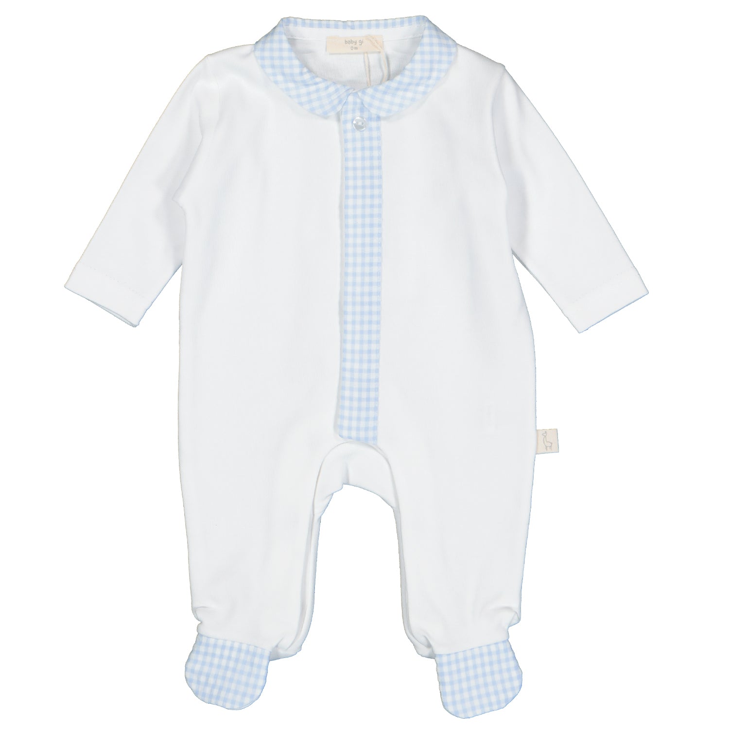 Blue Check Trim Babygrow