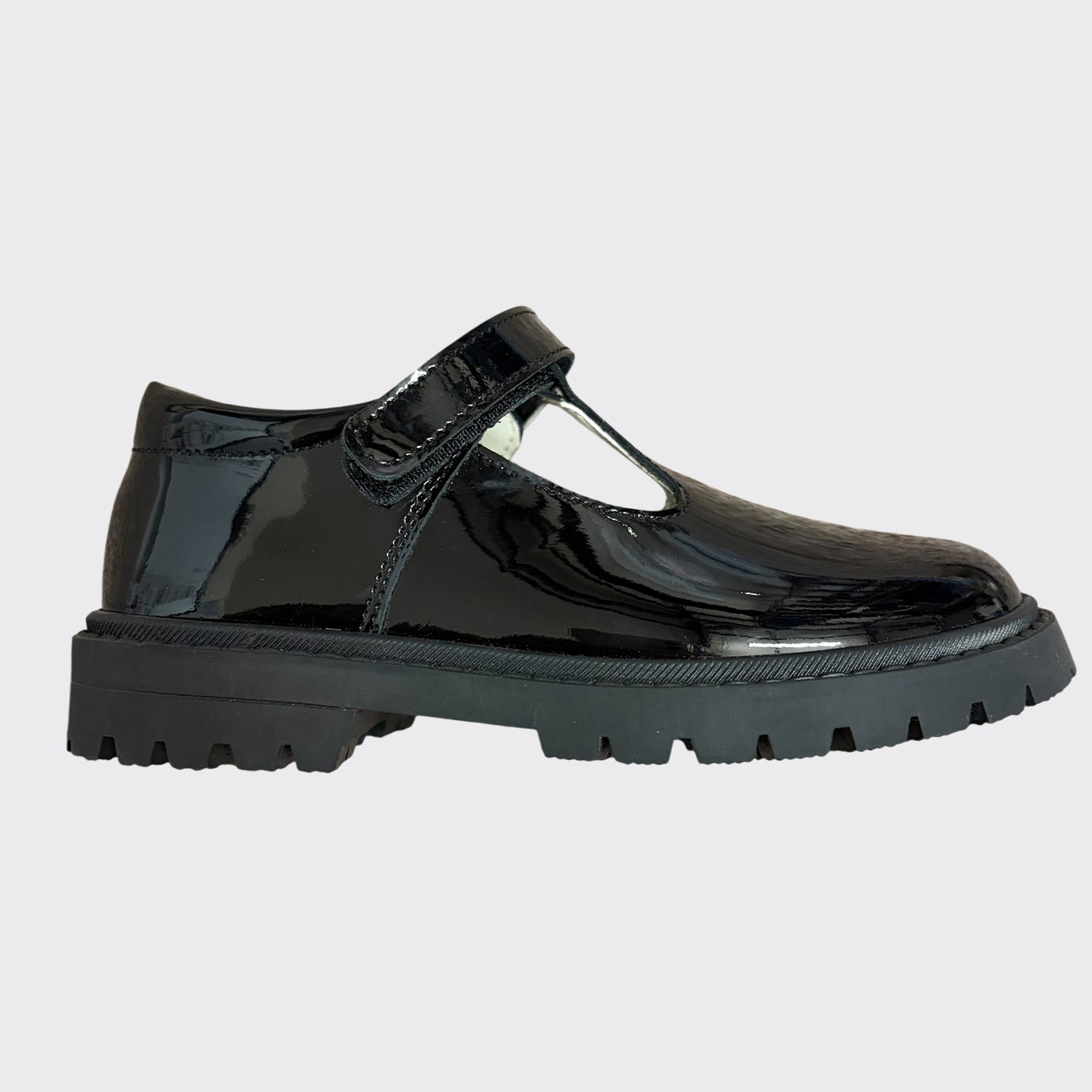 Black Patent T Bar School Shoe
