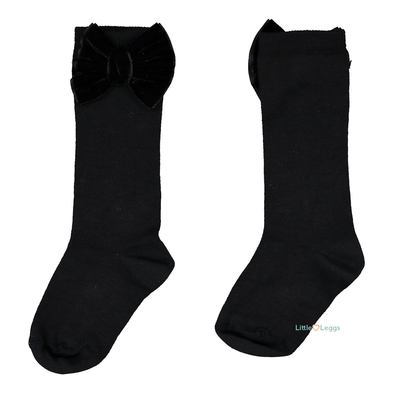 Black Velvet Bow Knee High Socks