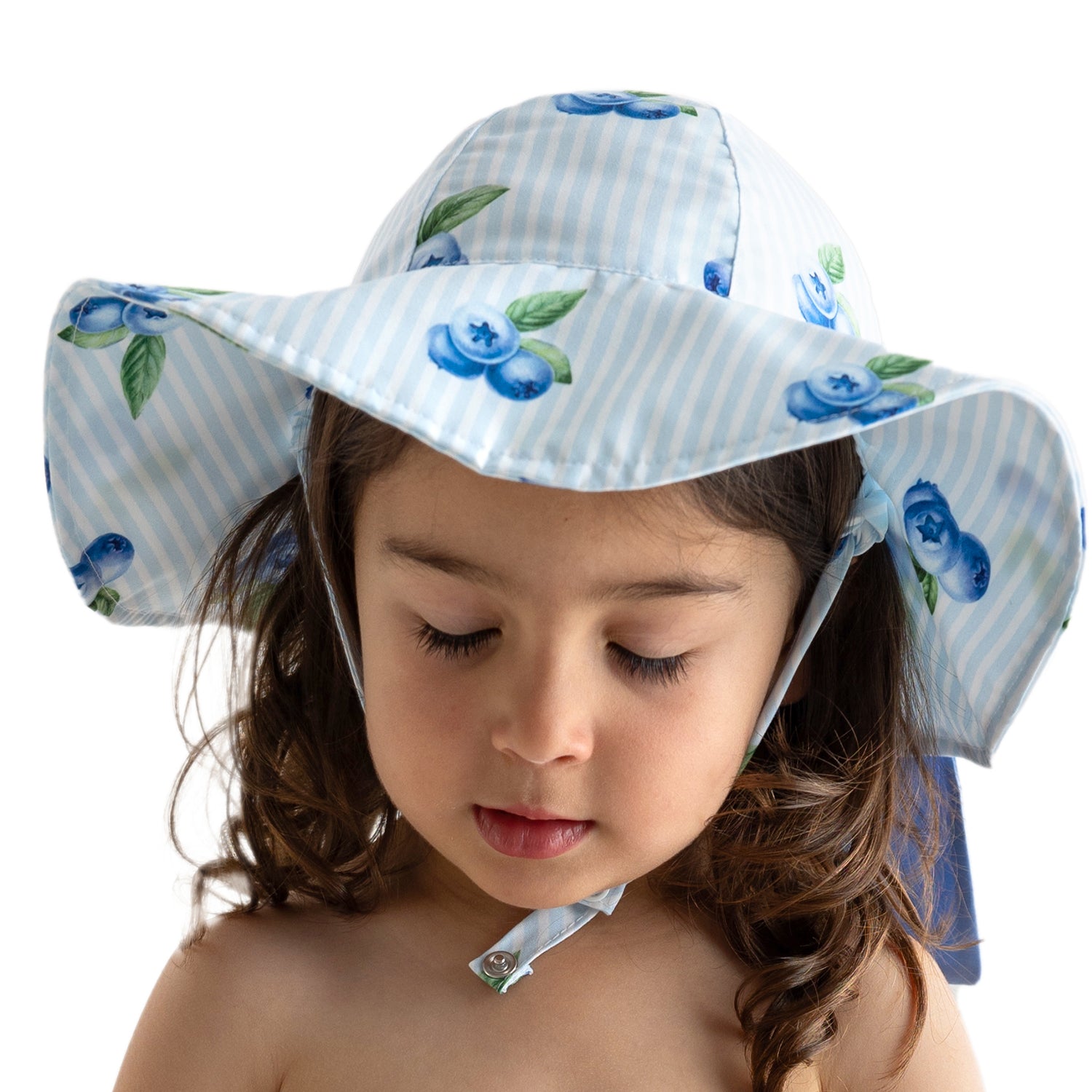 Blueberries Girls Bow Sun Hat