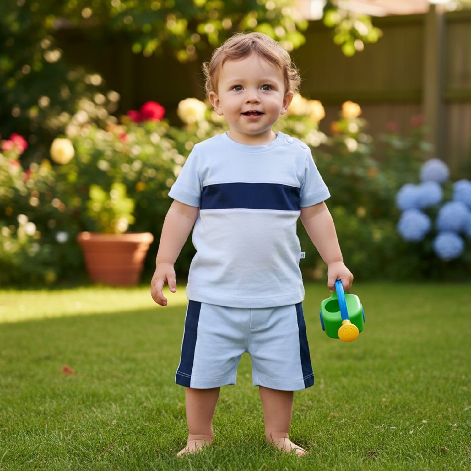 Navy & Sky Blue Short Set