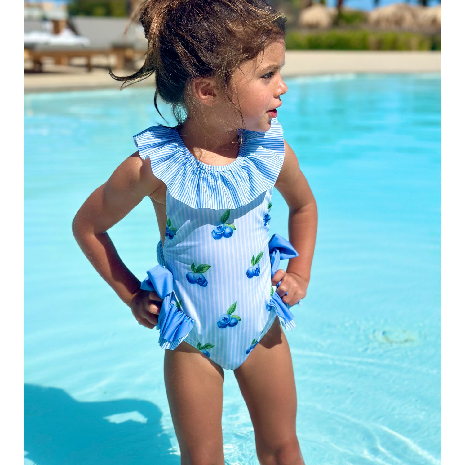 Blueberries Frill Neck Swimsuit