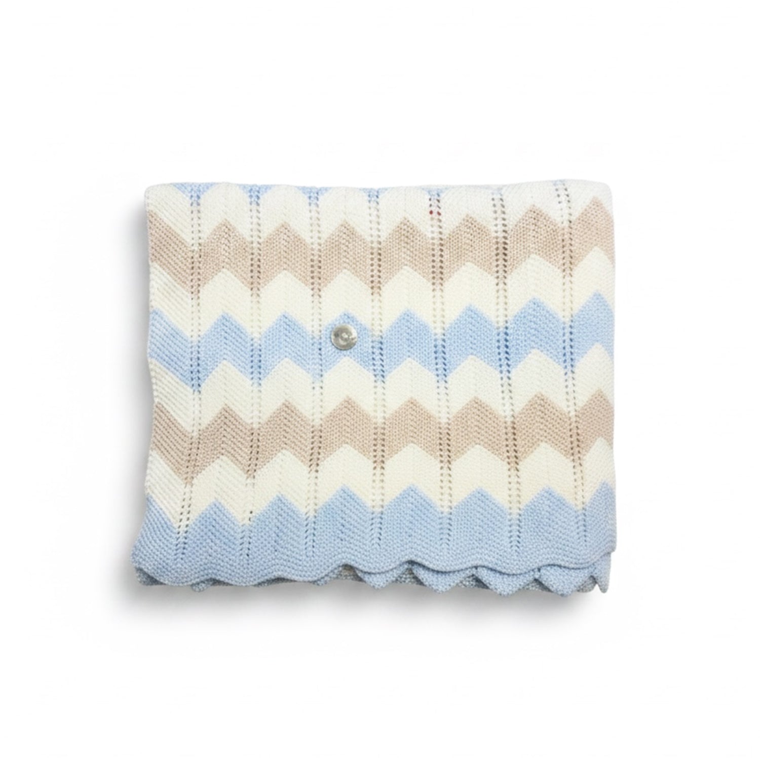 Beige, Blue & Ivory Multi Patterned Blanket