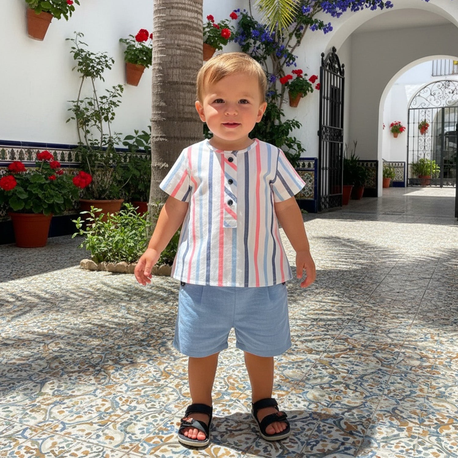Baby Boys Blue Stripe Short Set