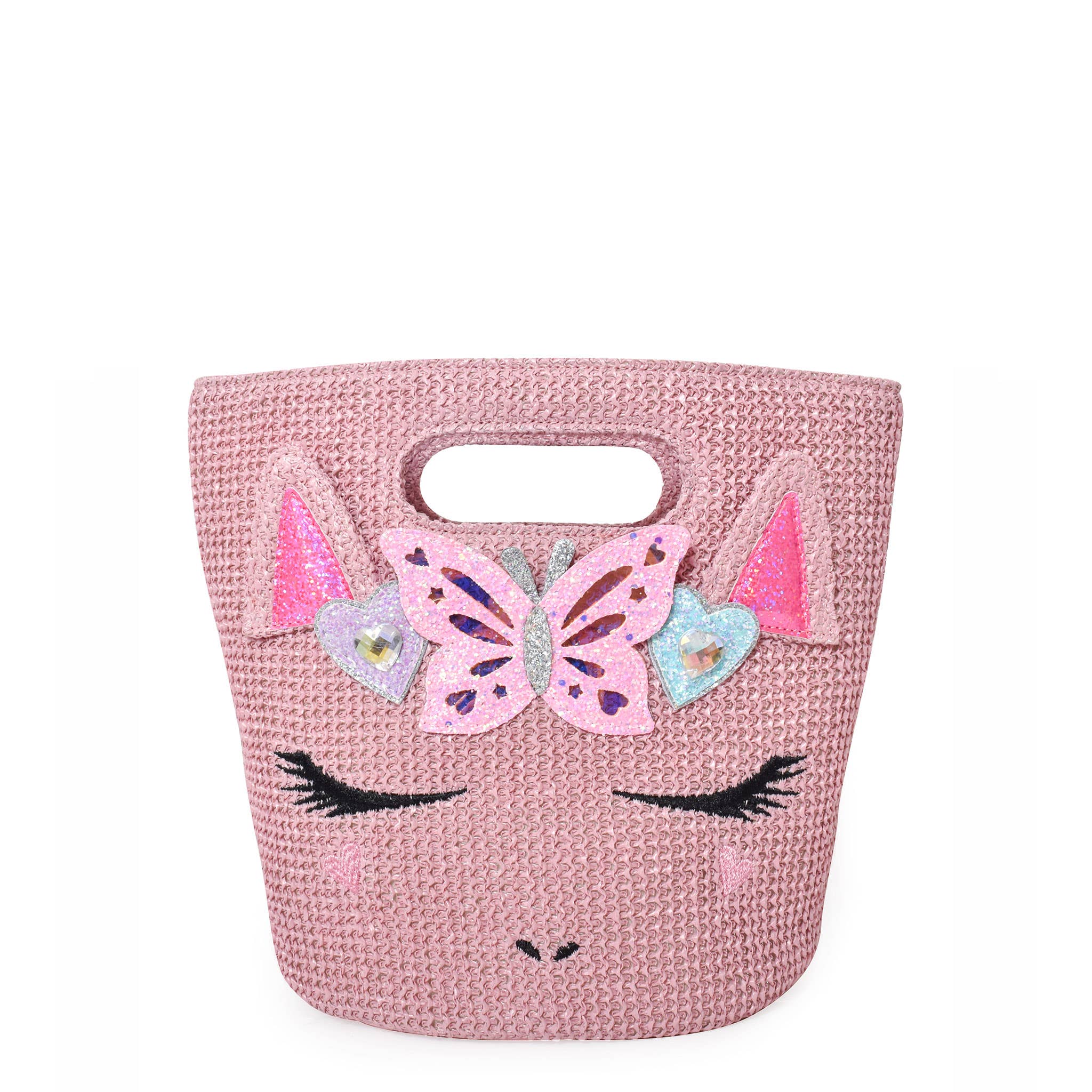 Miss Gwen Unicorn Pink Straw Top-Handle Mini Tote Bag
