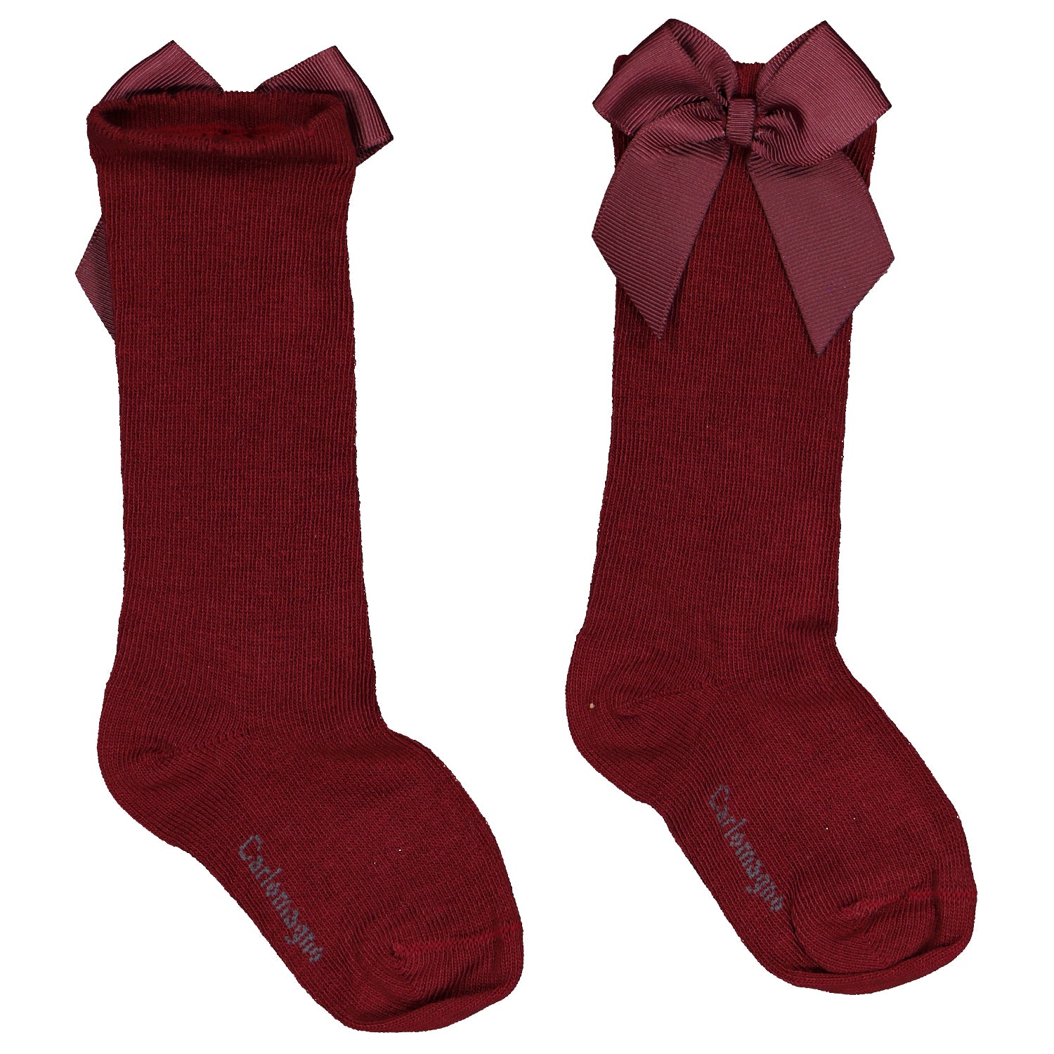 Burgundy Bow Knee High Socks