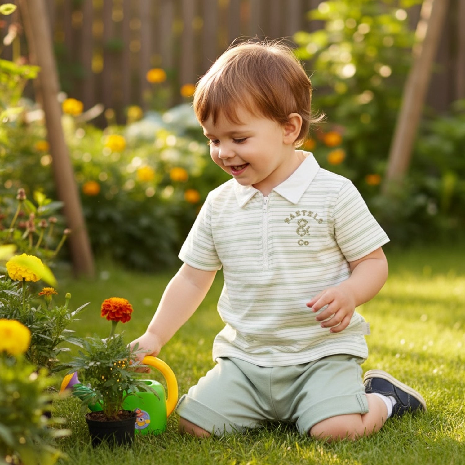 Zip Up Polo Short Set