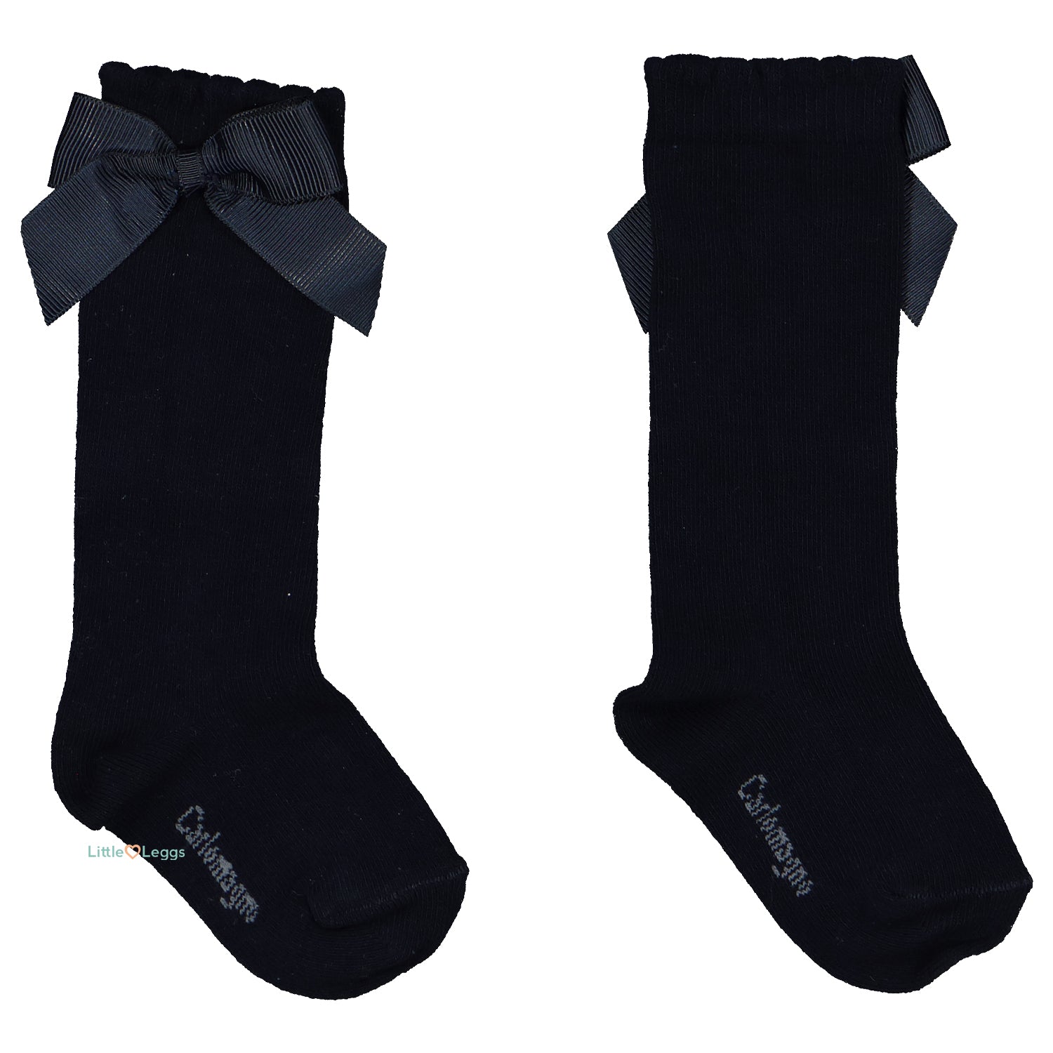 Navy Bow Knee High Socks