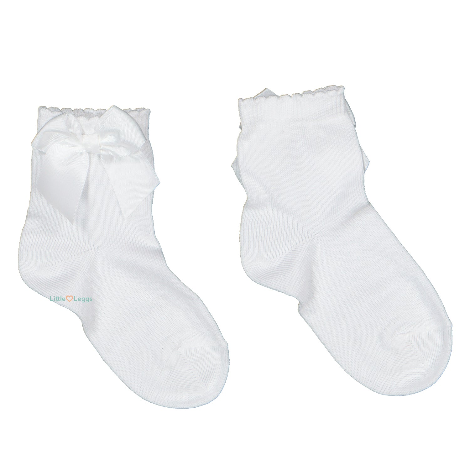 White Bow Ankle Socks