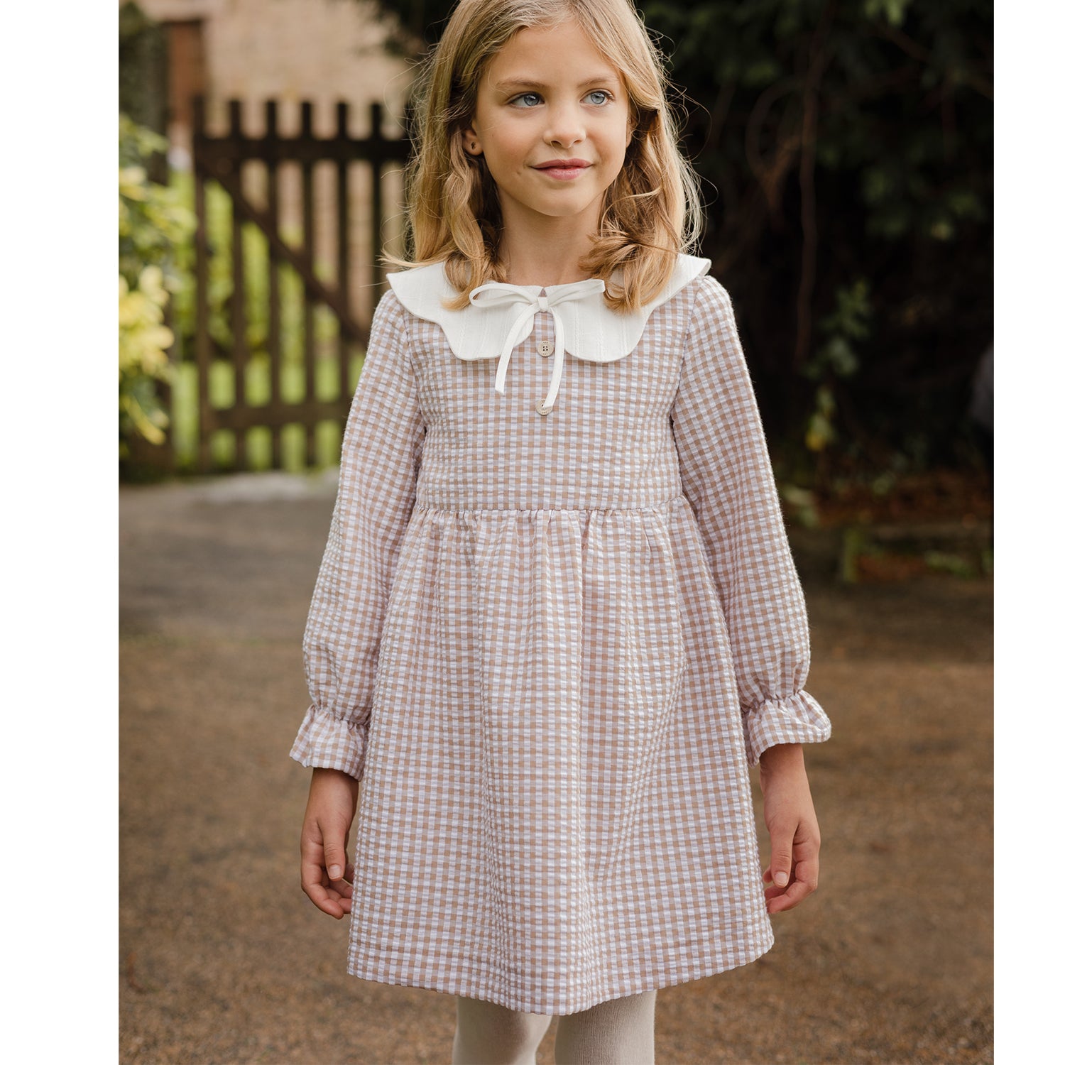 Beige Check Dress
