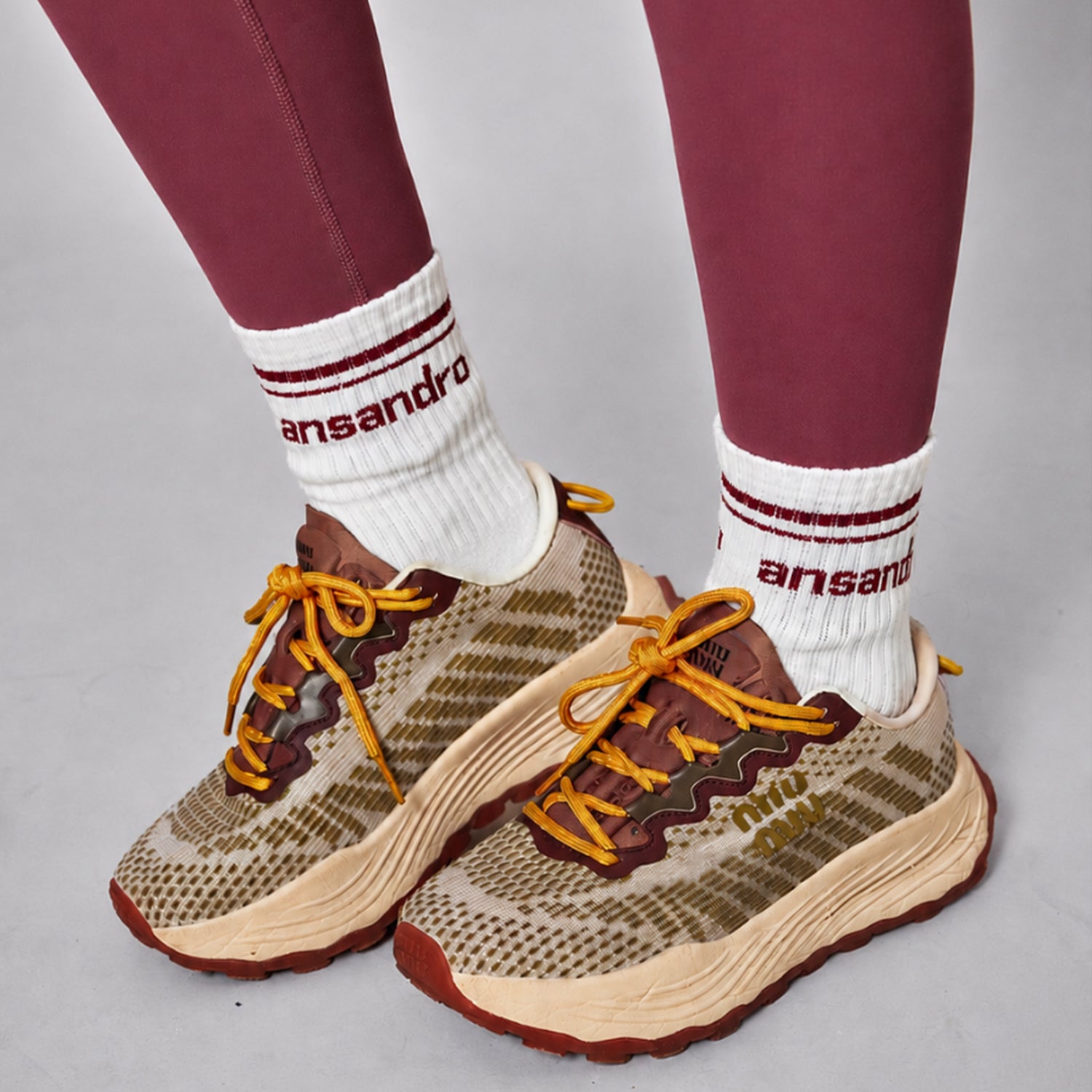 White Half Crew Sock - Damson Branding