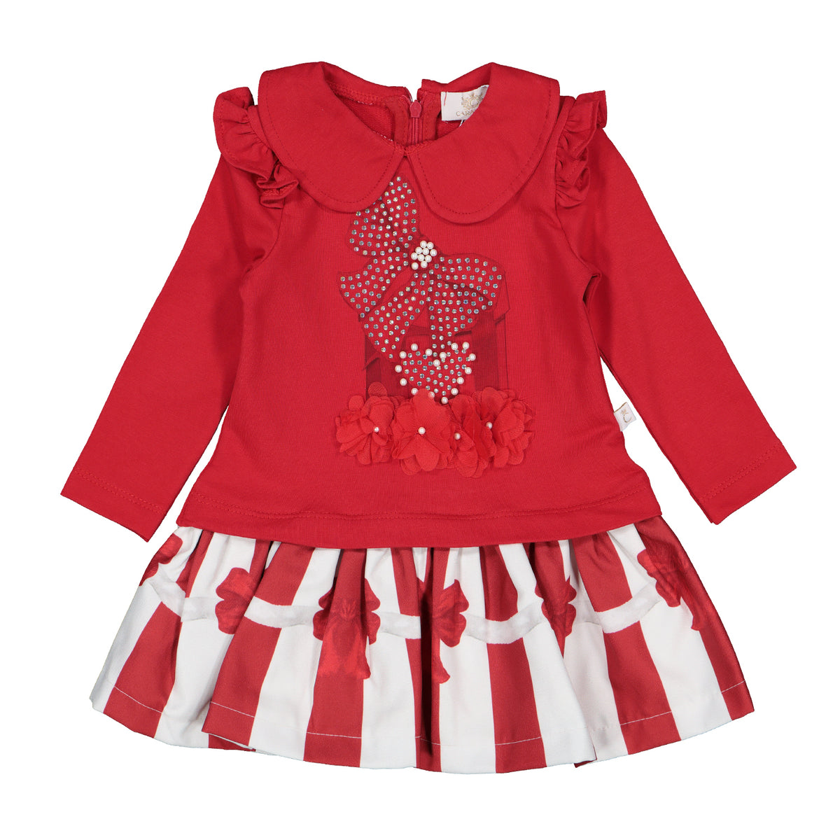 Red Pearl Present Jumper Dress