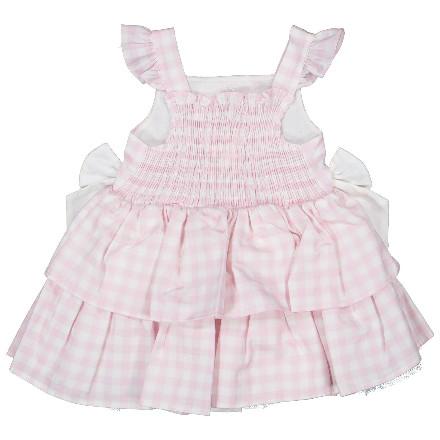 Pink Check Bow Dress & Knickers Set