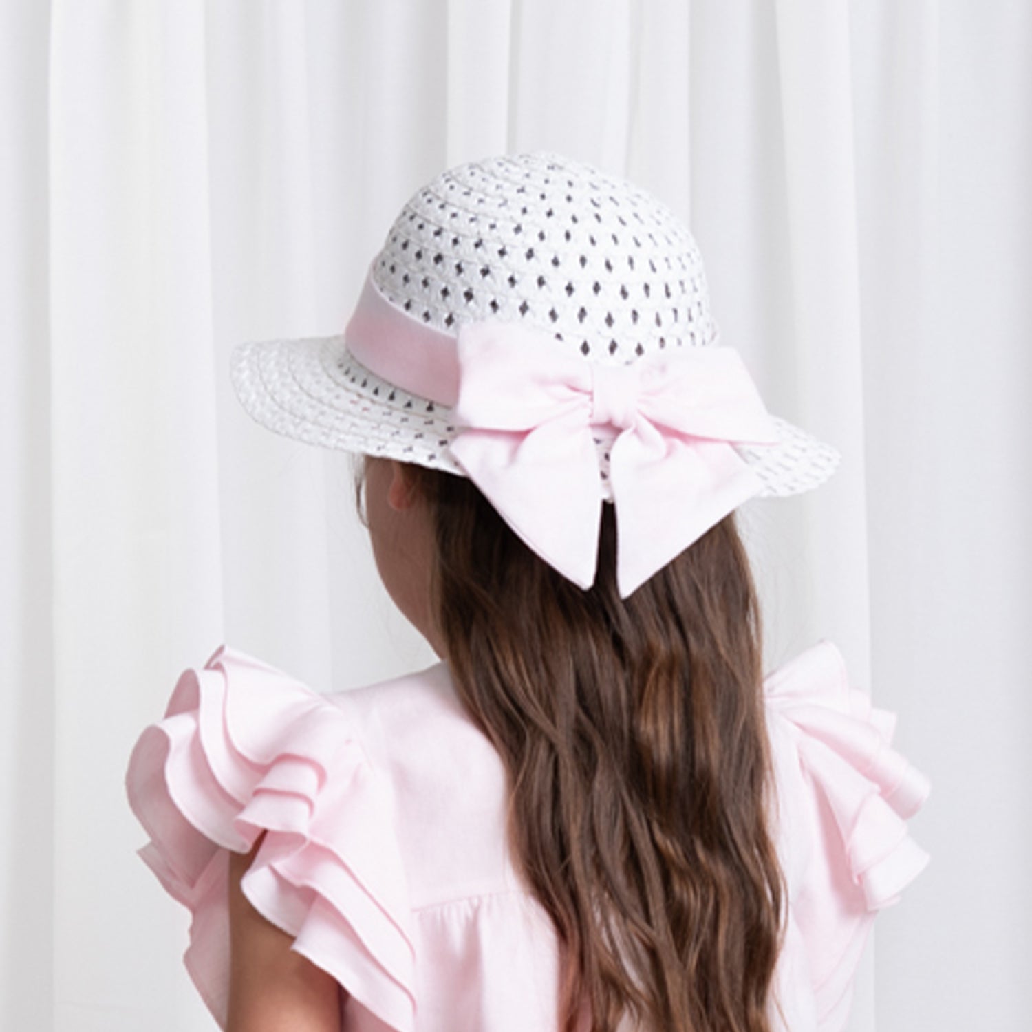 Pink Linen Bow Hat