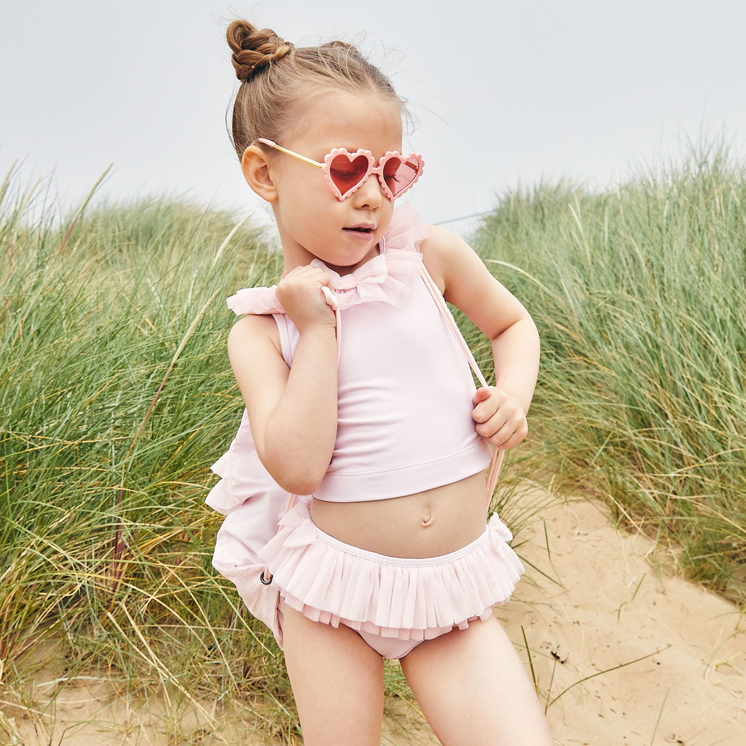 Pink Tulle Frill Tankini