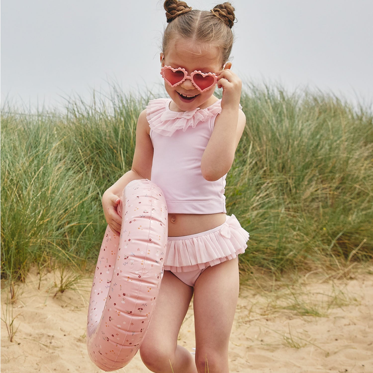 Pink Tulle Frill Tankini