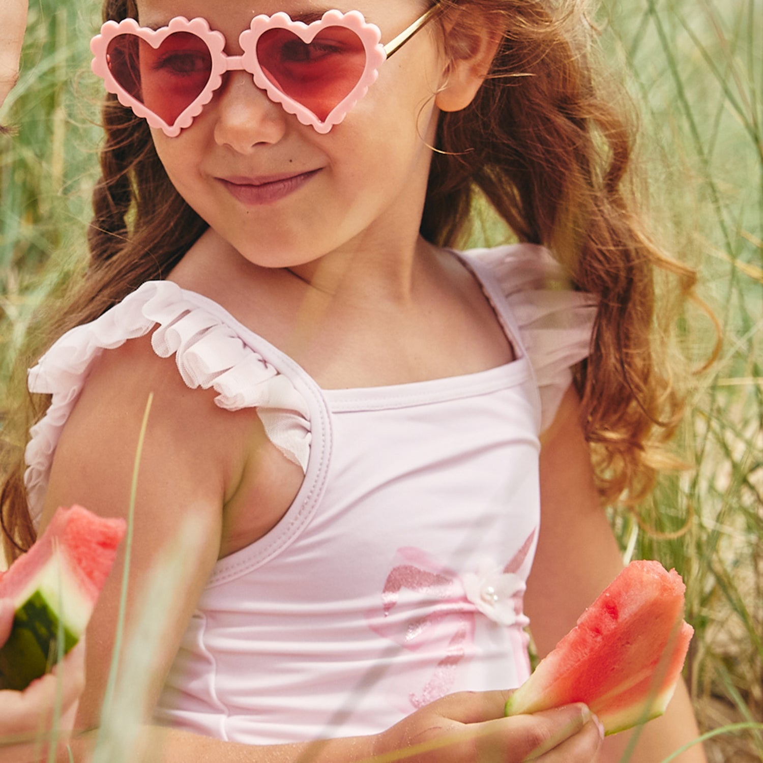 Pink Tulle Frill Glitter Bow Swimsuit