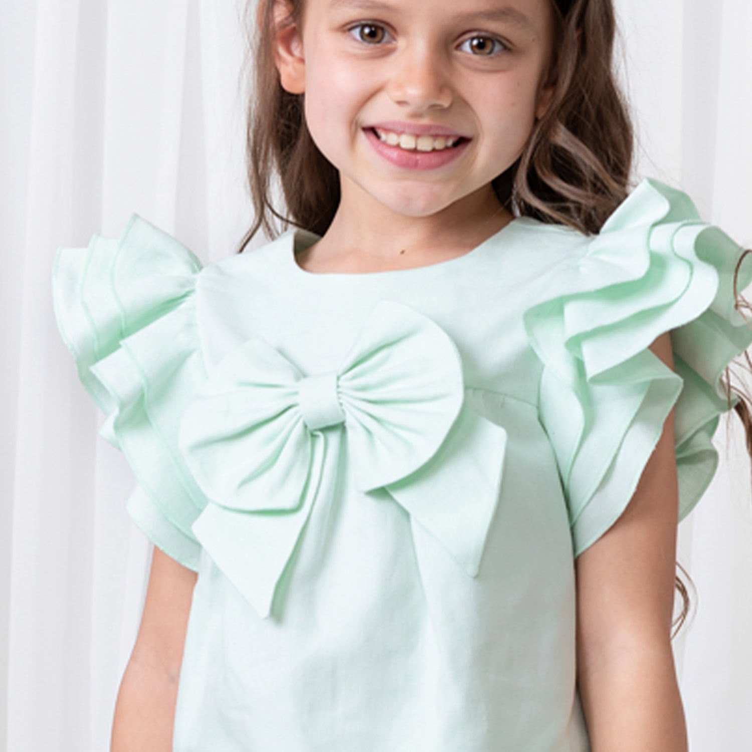 Mint Linen Frill Dress