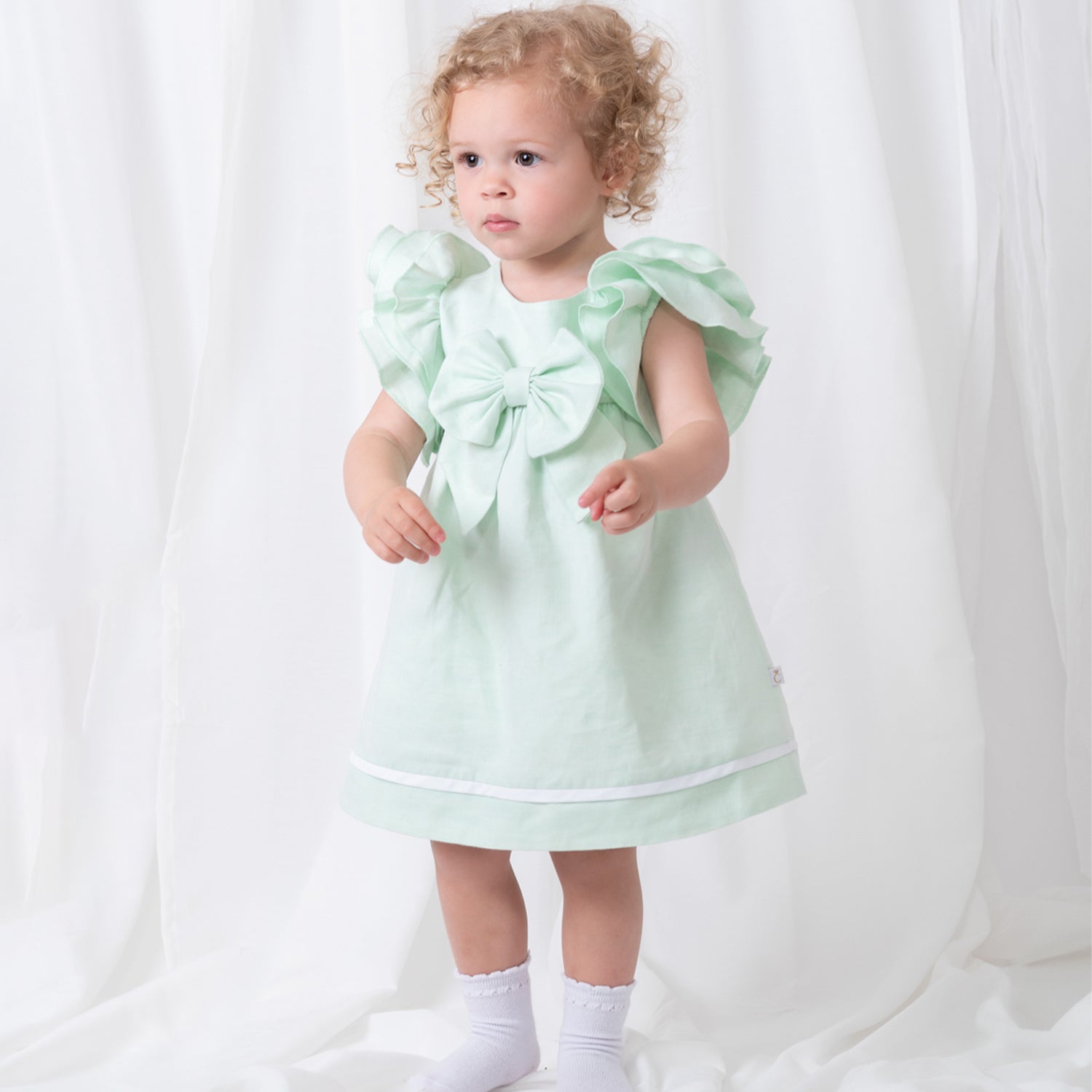 Mint Frill Dress & Knicker Set