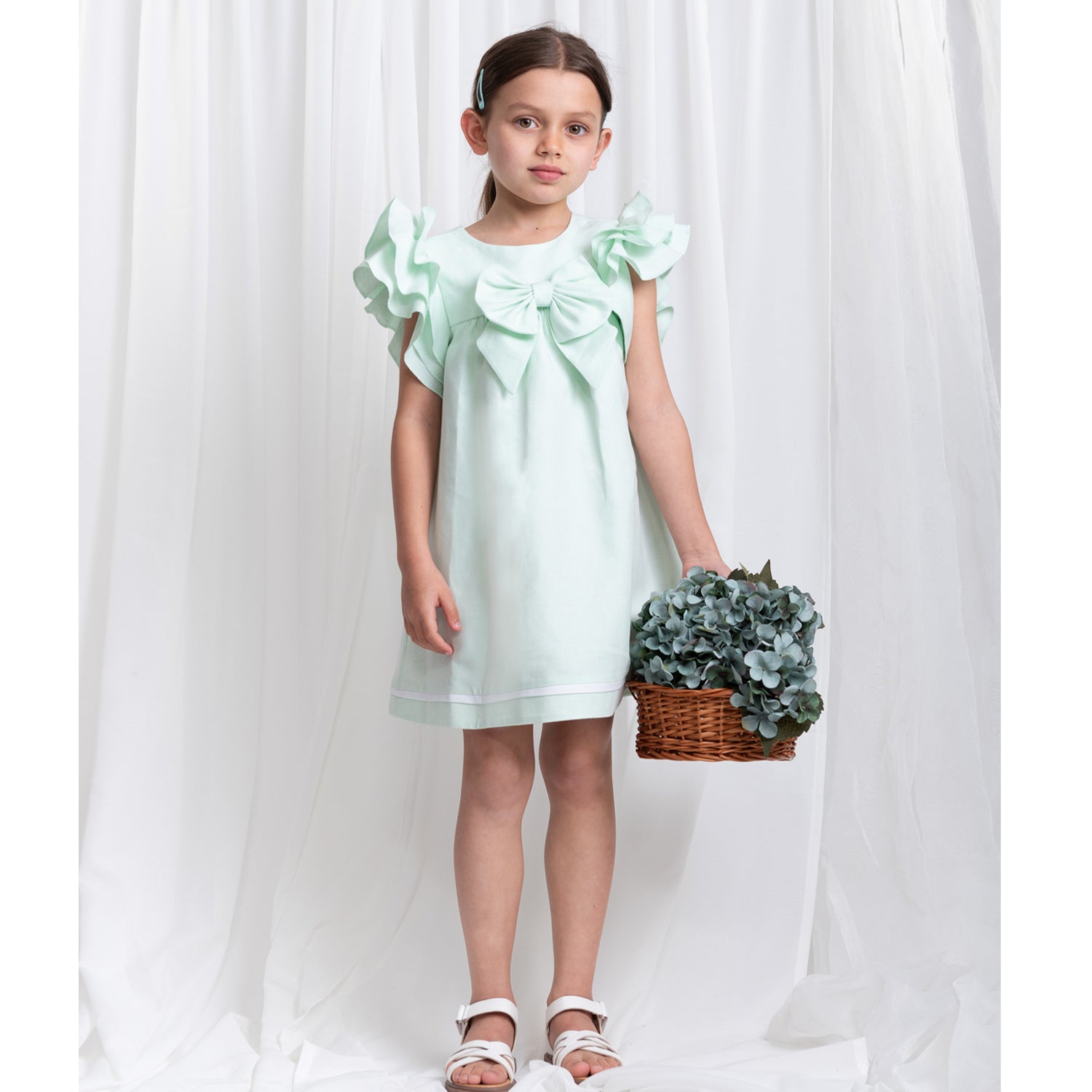 Mint Linen Frill Dress