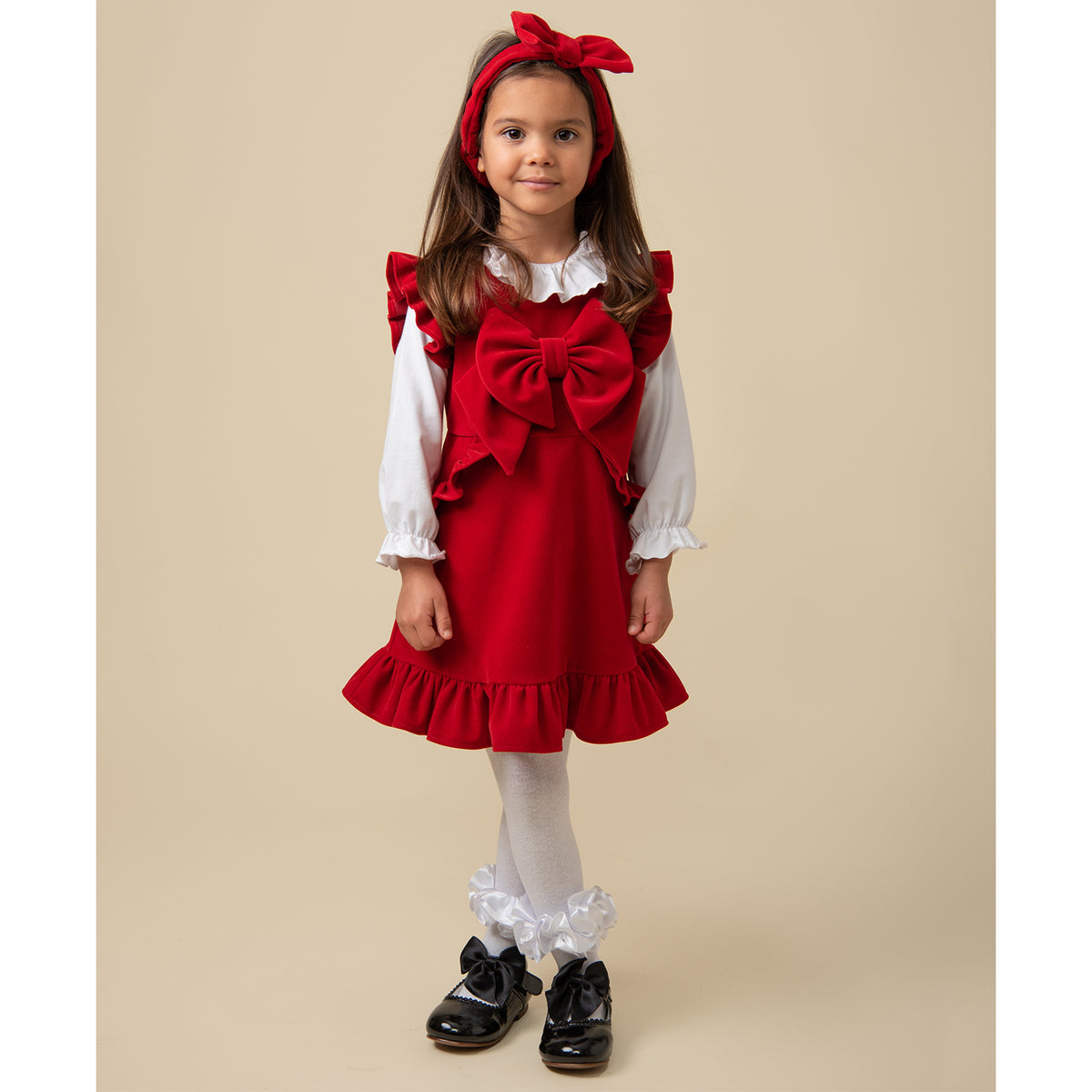 Red Velvet Pinafore Outfit