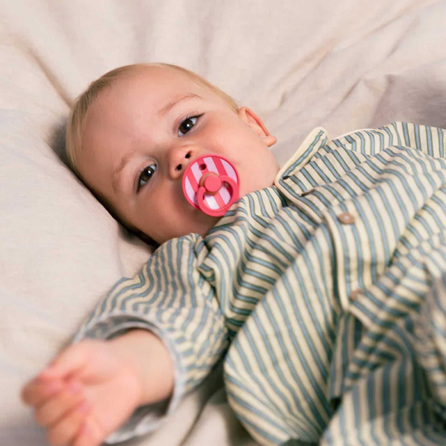 Bibs Twin  Dummy Pack - Stripe Coral Mix