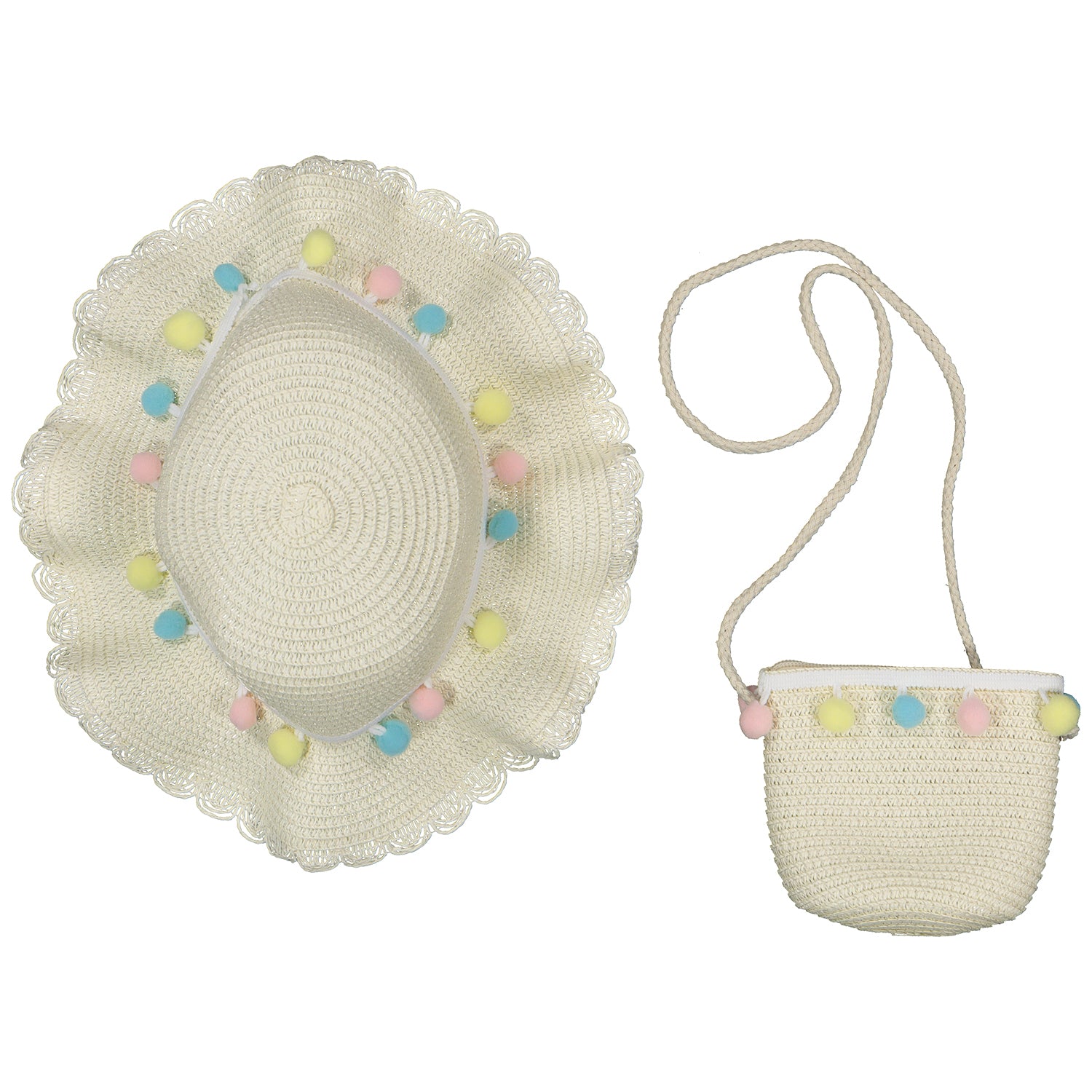 Ivory Straw Hat & Coin Purse