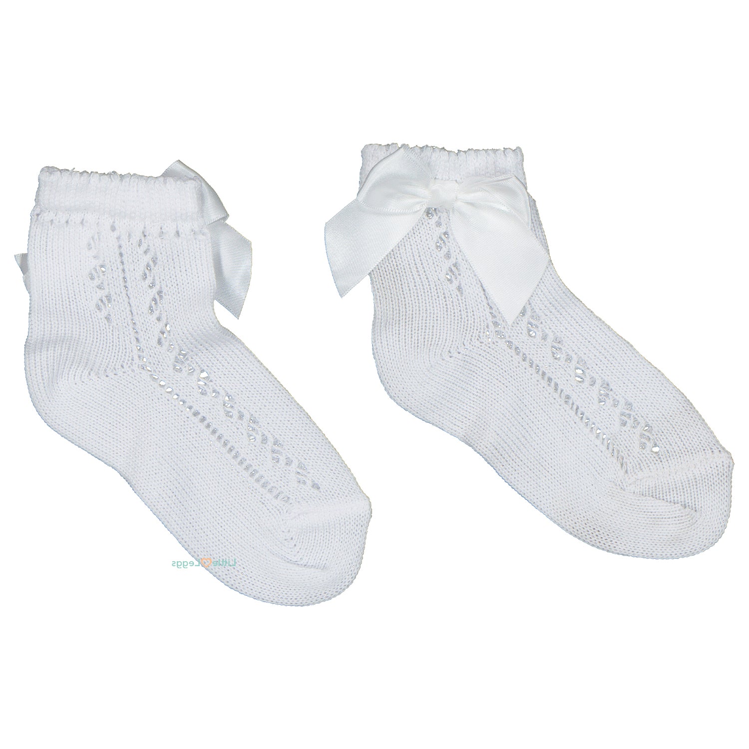 White Crochet Bow Ankle Sock